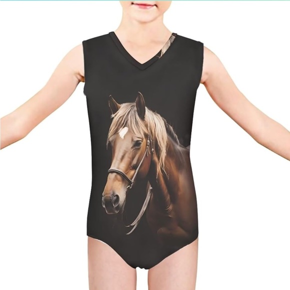 Other - High Cut Swimming Costume Girls One Piece Gogh‎ Horse Print Size 14